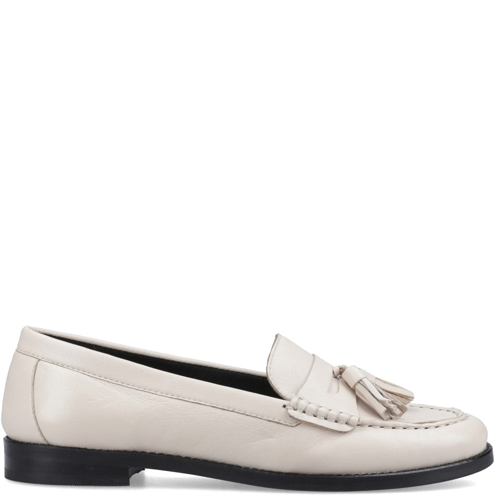 Slip On Ladies Shoes Cream Hush Puppies Connie Tassel Loafer