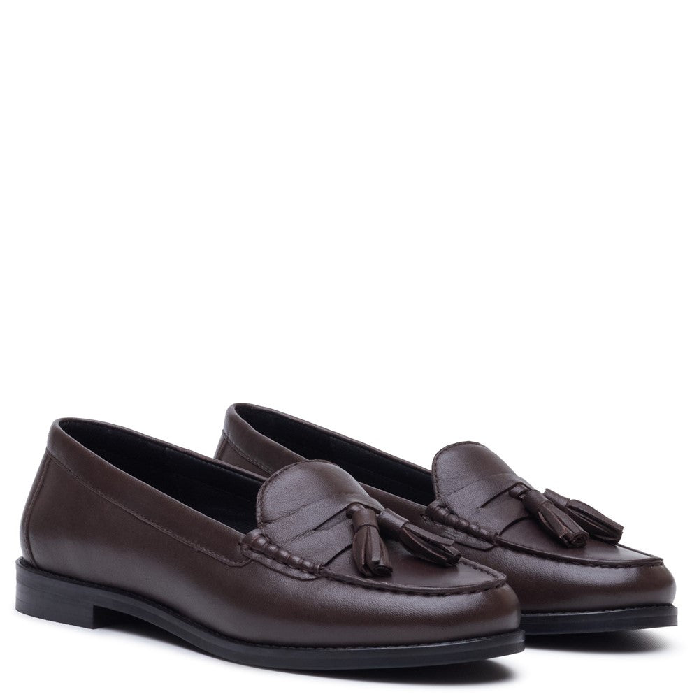 Slip On Ladies Shoes Chocolate Hush Puppies Connie Tassel Loafer