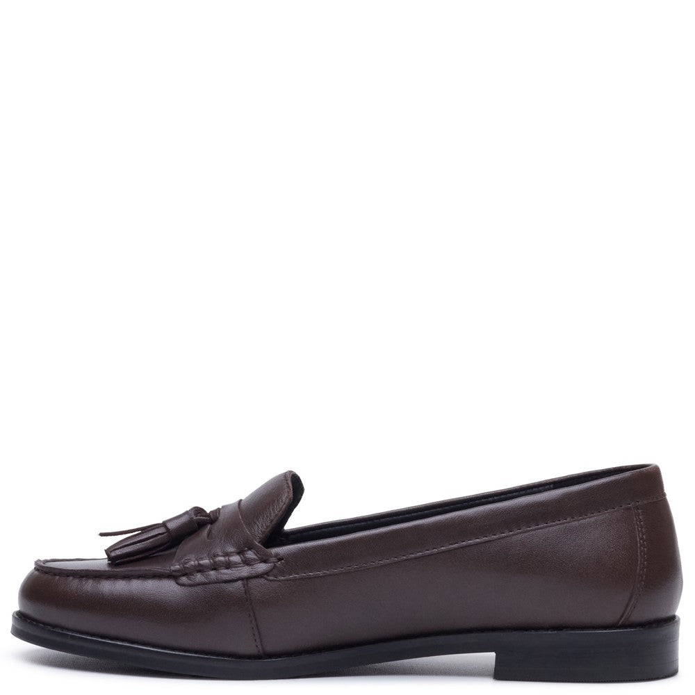 Slip On Ladies Shoes Chocolate Hush Puppies Connie Tassel Loafer