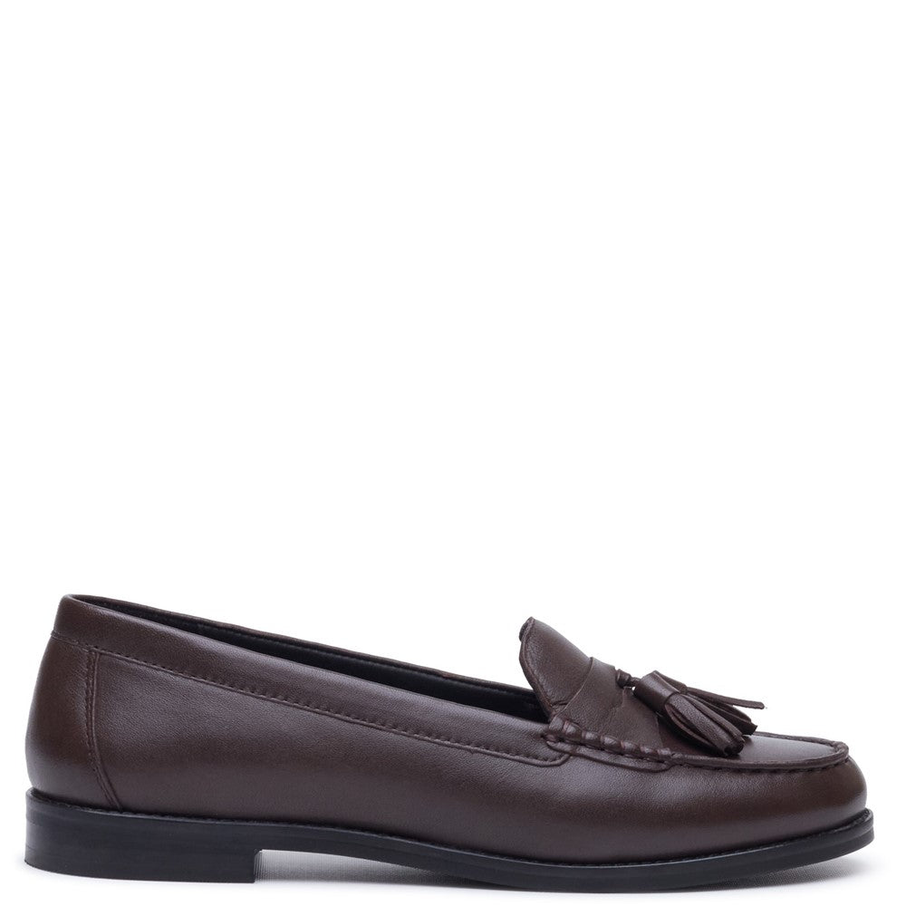 Slip On Ladies Shoes Chocolate Hush Puppies Connie Tassel Loafer
