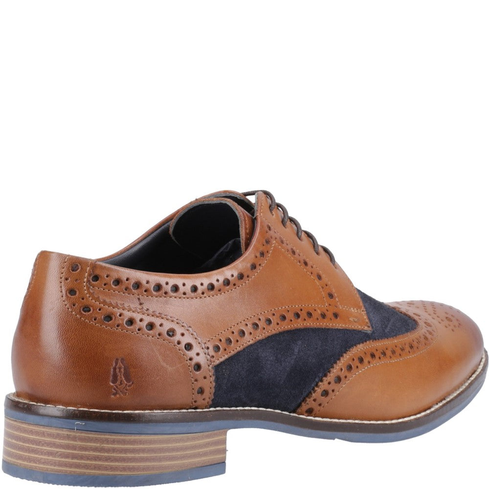 Mens Formal Lace Up Shoes Tan/Navy Hush Puppies Dustin Mix Brogue