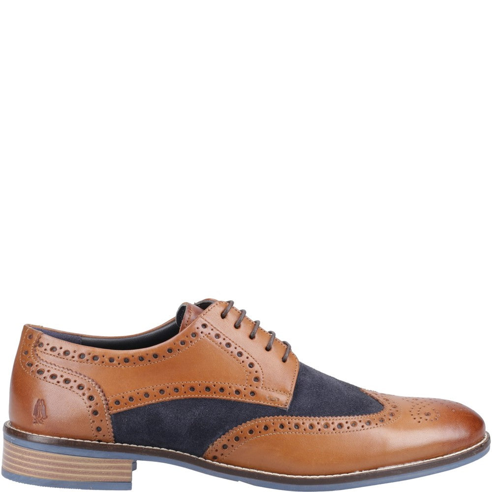 Mens Formal Lace Up Shoes Tan/Navy Hush Puppies Dustin Mix Brogue