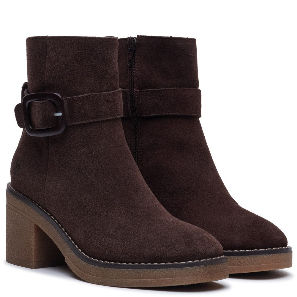 Ladies Ankle Boots Chocolate Hush Puppies Fearne Buckle Boot