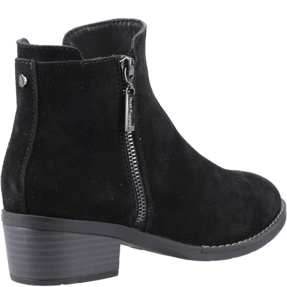 Ladies Ankle Boots Black Hush Puppies Ingrid Zip Boot