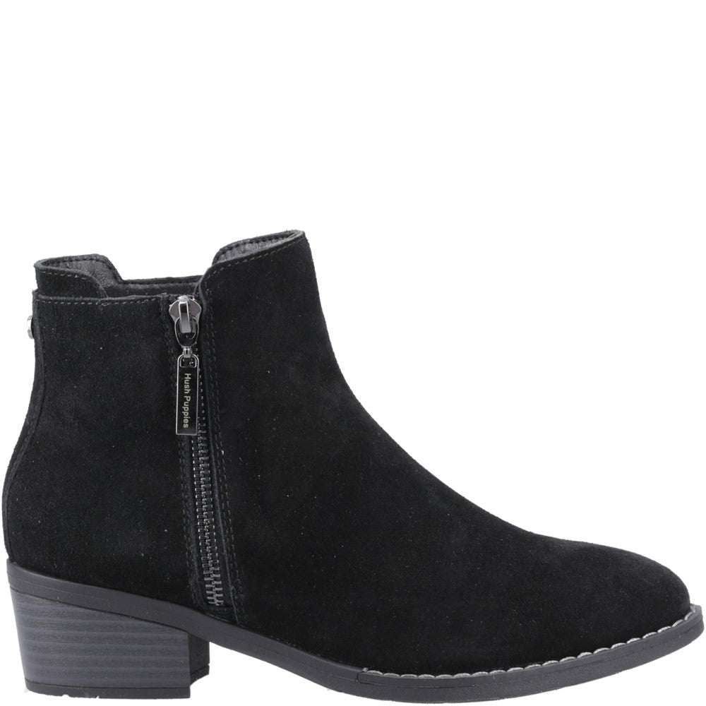 Ladies Ankle Boots Black Hush Puppies Ingrid Zip Boot