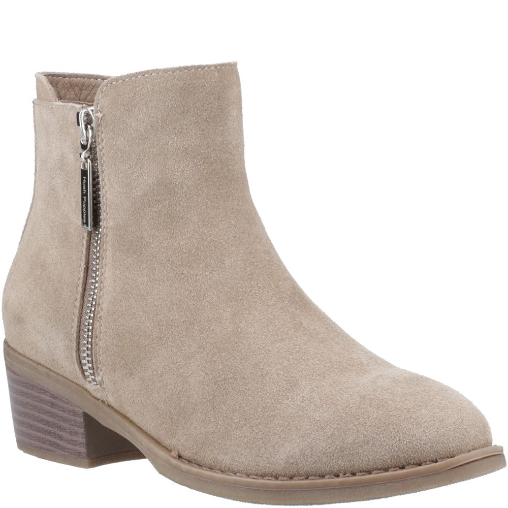 Ladies Ankle Boots Taupe Hush Puppies Ingrid Zip Boot