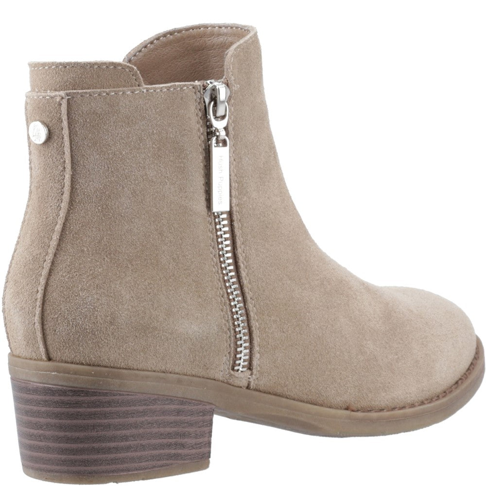 Ladies Ankle Boots Taupe Hush Puppies Ingrid Zip Boot