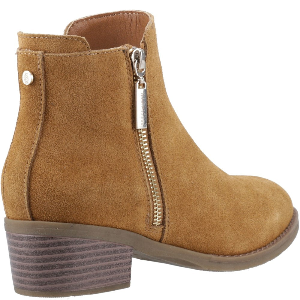 Ladies Ankle Boots Tan Hush Puppies Ingrid Zip Boot