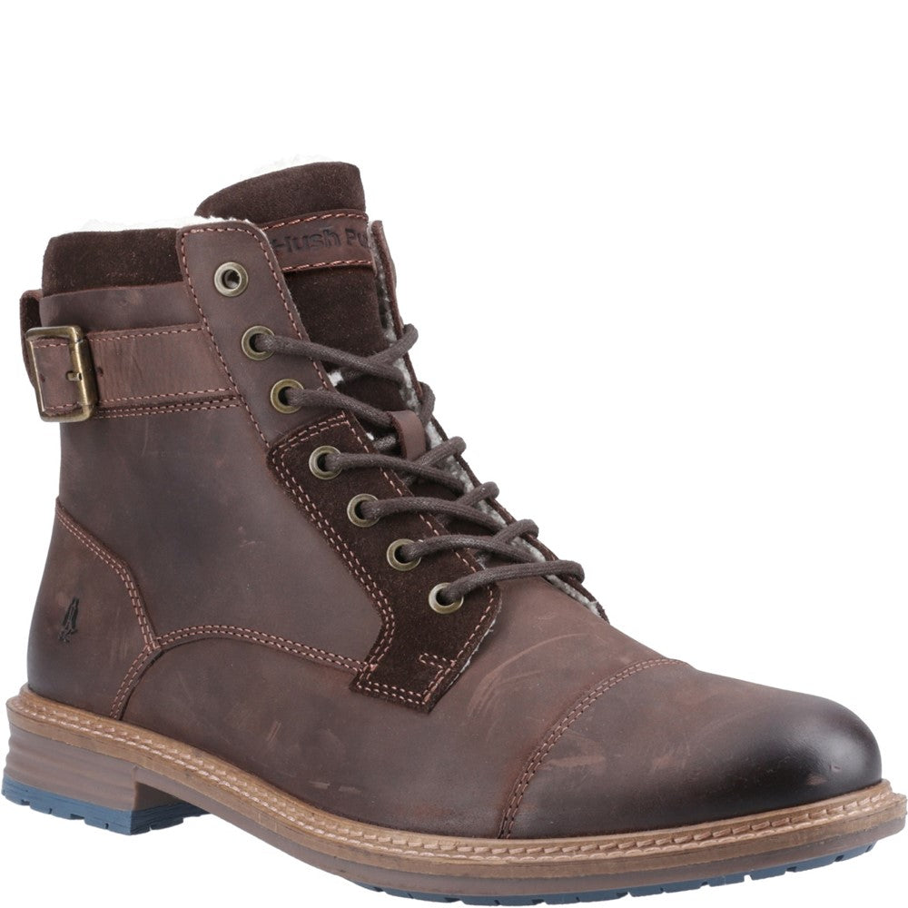 Mens Boots Brown Hush Puppies Jordan Buckle Boot