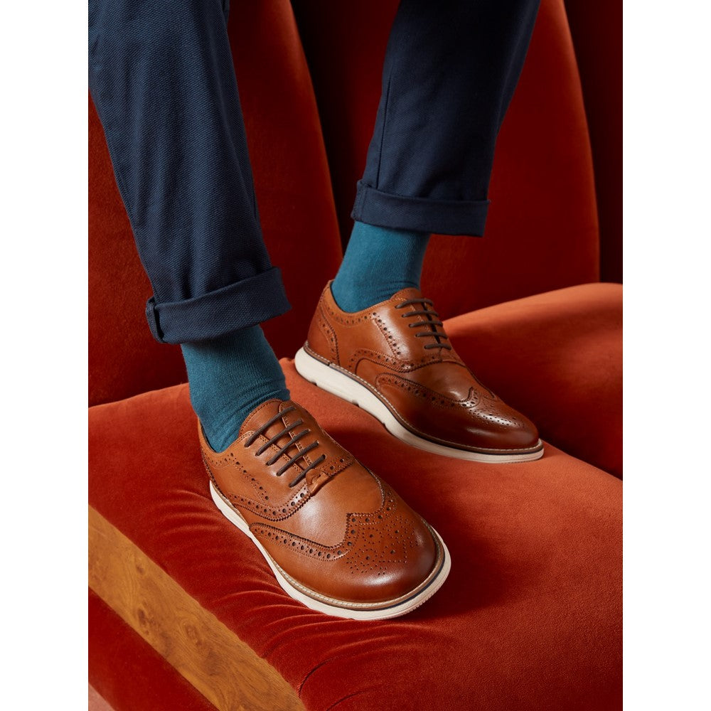 Lace Mens Summer Tan/White Hush Puppies Zach Brogue