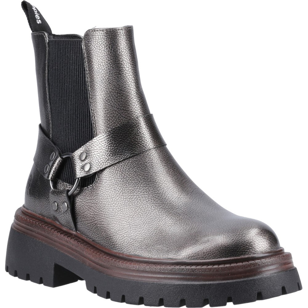 Ladies Ankle Boots Pewter Hush Puppies Raye Buckle Boot Leather