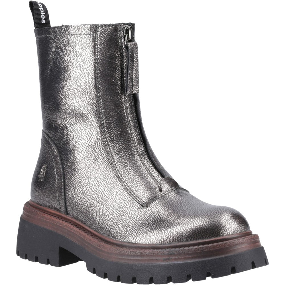 Ladies Ankle Boots Pewter Hush Puppies Roxanna Zip Boot