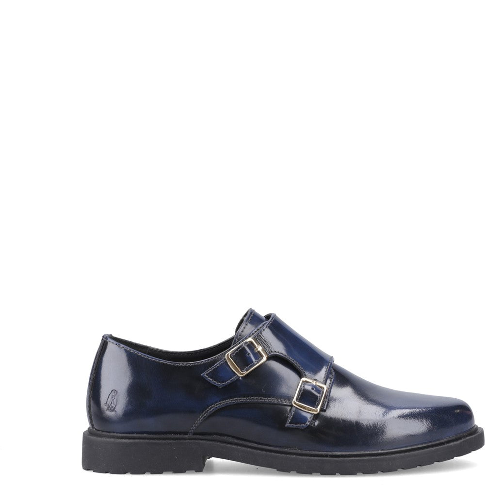 Slip On Ladies Shoes Navy Hush Puppies Verity Hi-Shine Monk