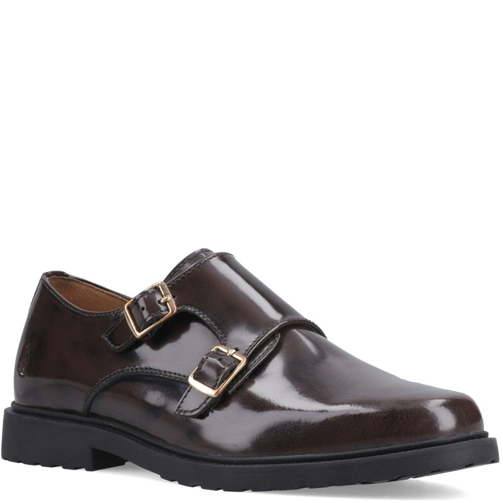Slip On Ladies Shoes Chocolate Hush Puppies Verity Hi-Shine Monk