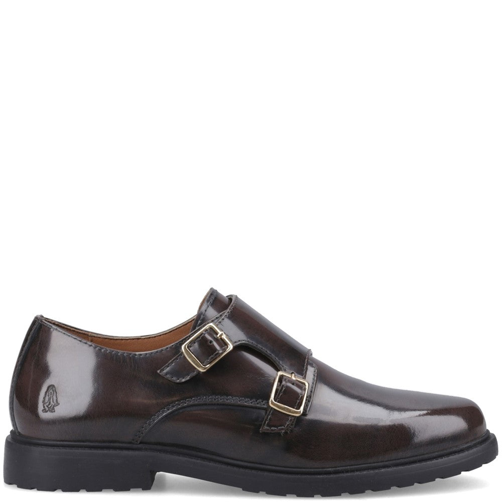 Slip On Ladies Shoes Chocolate Hush Puppies Verity Hi-Shine Monk