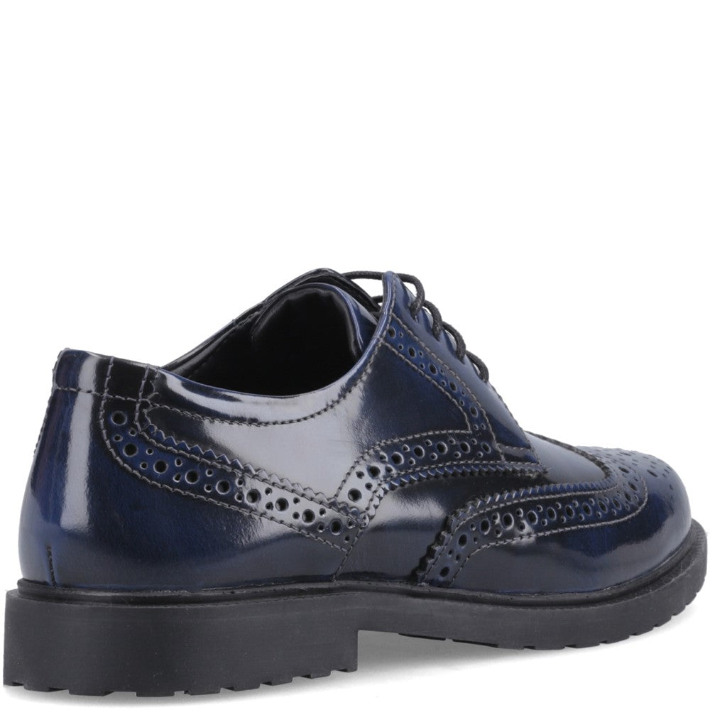 Lace Ladies Shoes Navy Hush Puppies Verity Hi-Shine Brogue