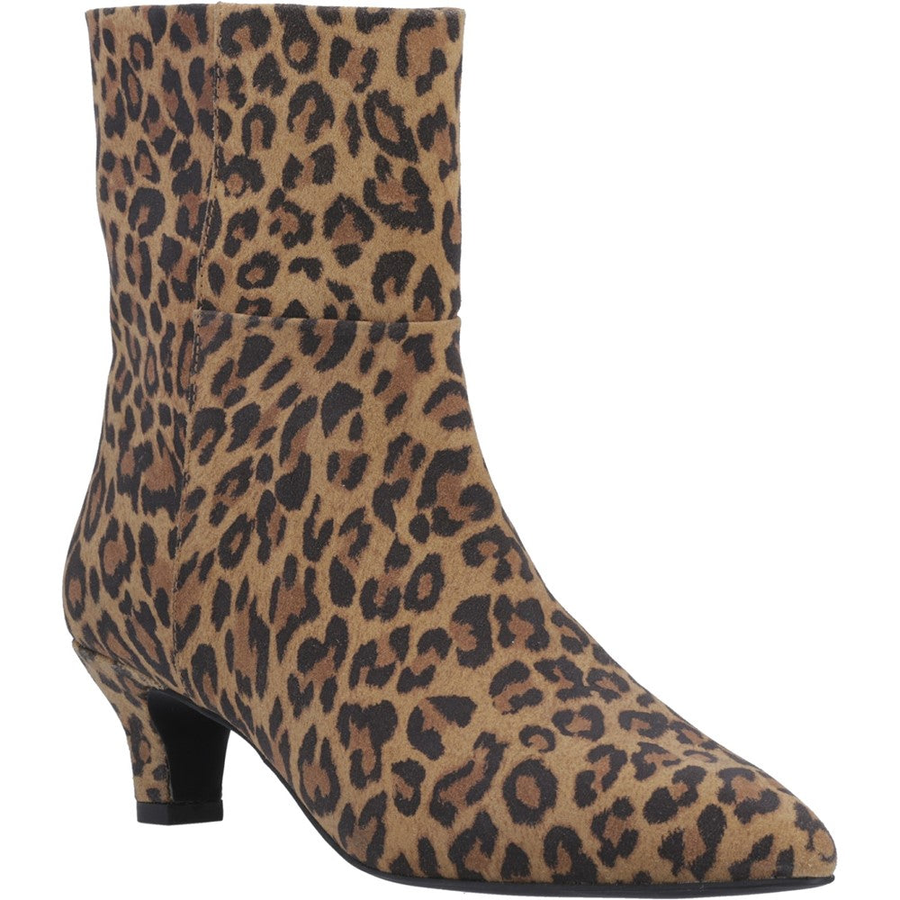 Ladies Ankle Boots Leopard Hush Puppies Nahla kitten heel boot