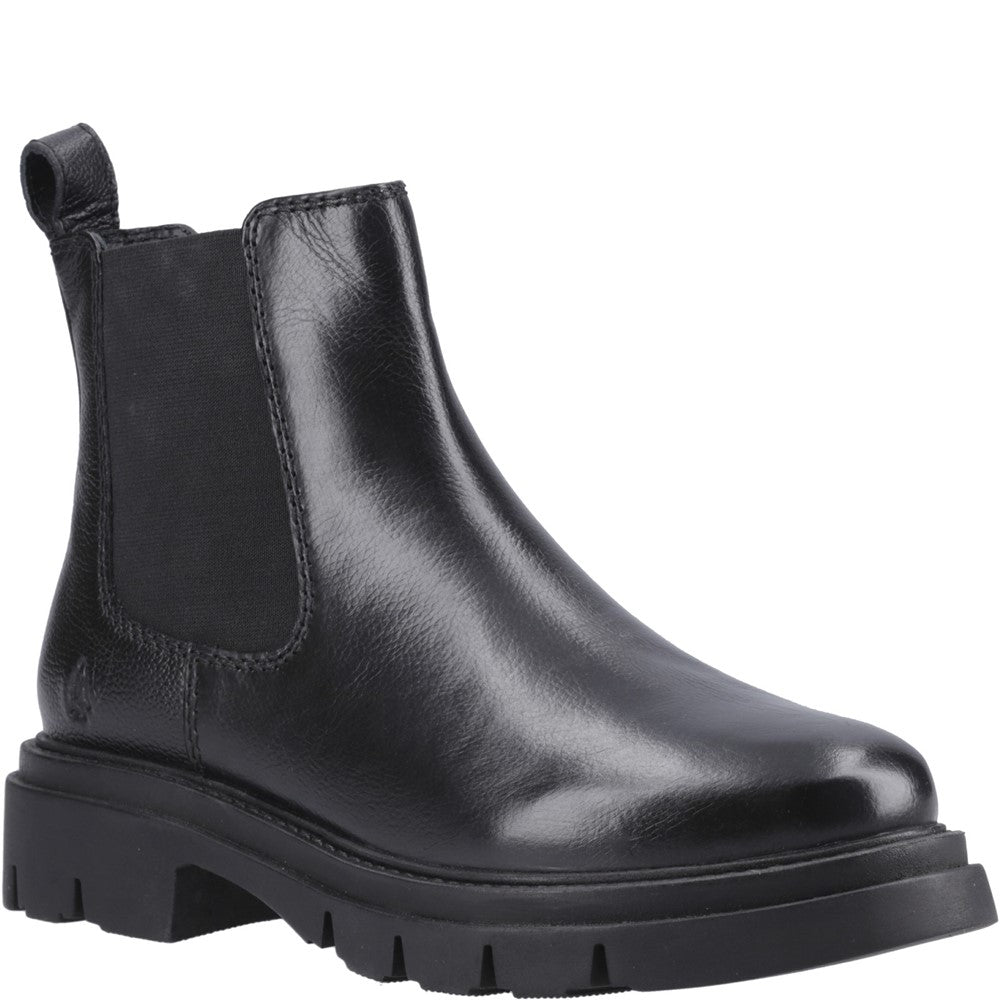 Ladies Ankle Boots Black Hush Puppies Raya 2 Leather Chelsea
