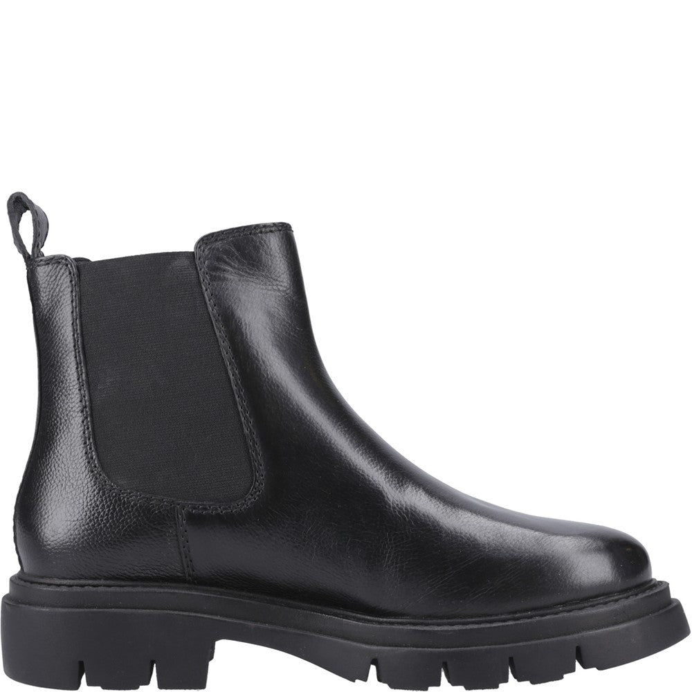 Ladies Ankle Boots Black Hush Puppies Raya 2 Leather Chelsea