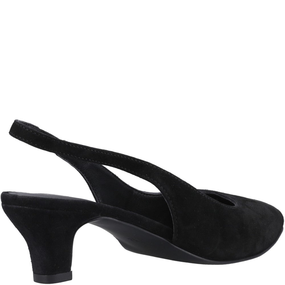 Ladies Heels Black Hush Puppies Nahla Suede Heel