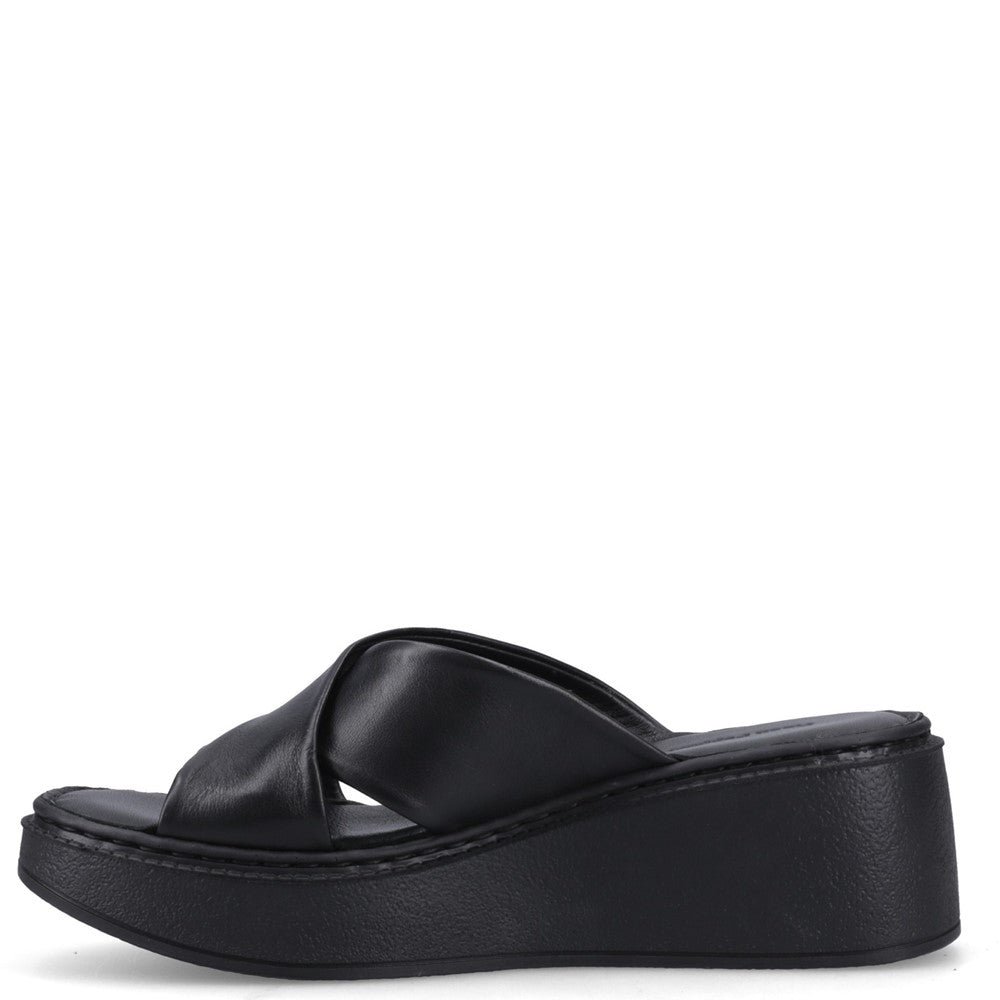 Ladies Heeled Sandals Black Hush Puppies Bobbi Wedge Sandal