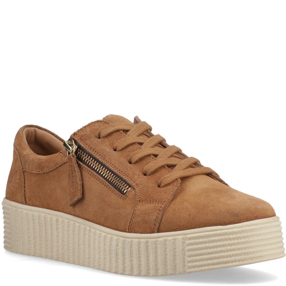 Shoe Ladies Summer Tan Hush Puppies Tara Suede Trainer