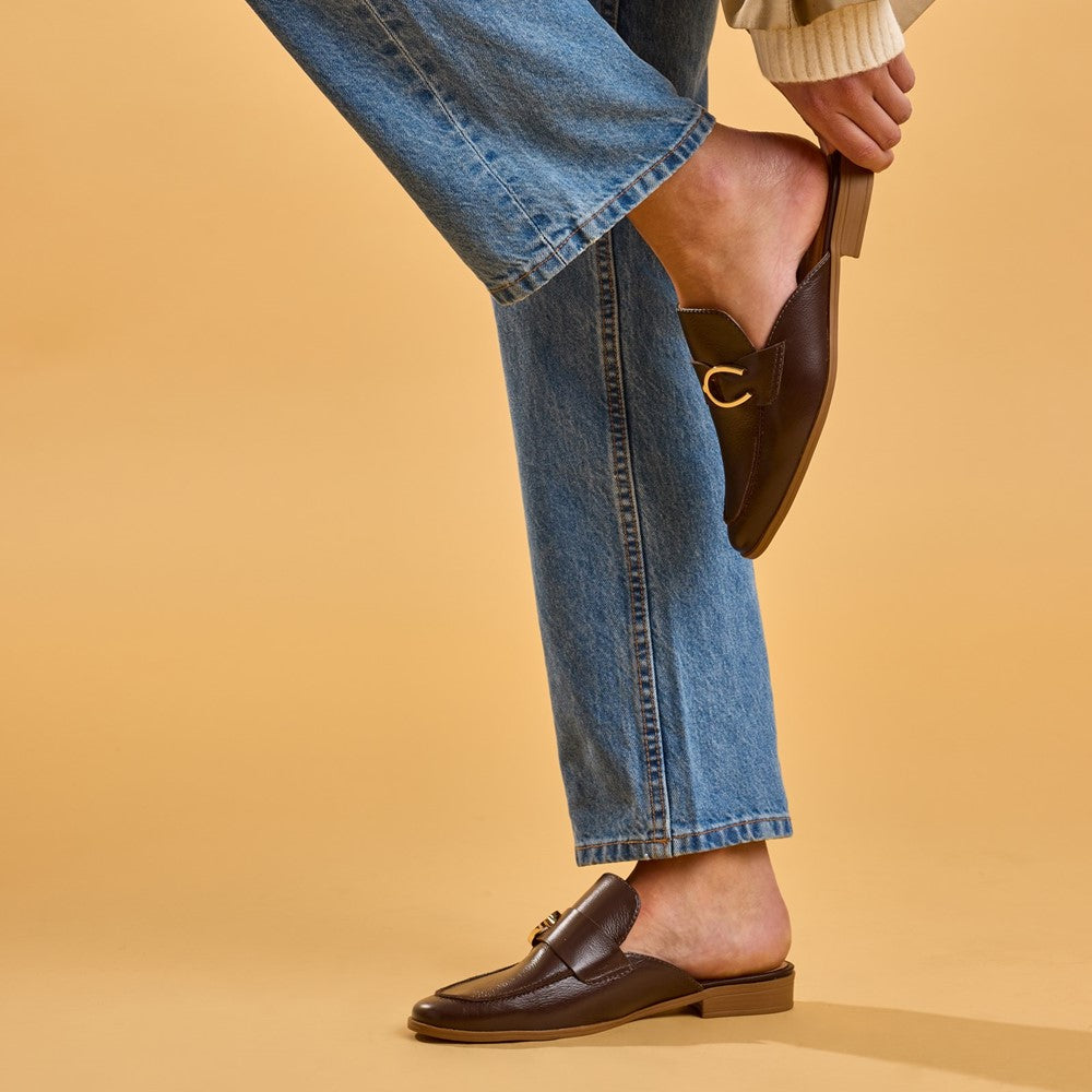 Slip On Ladies Shoes Chocolate Hush Puppies Calla Mule
