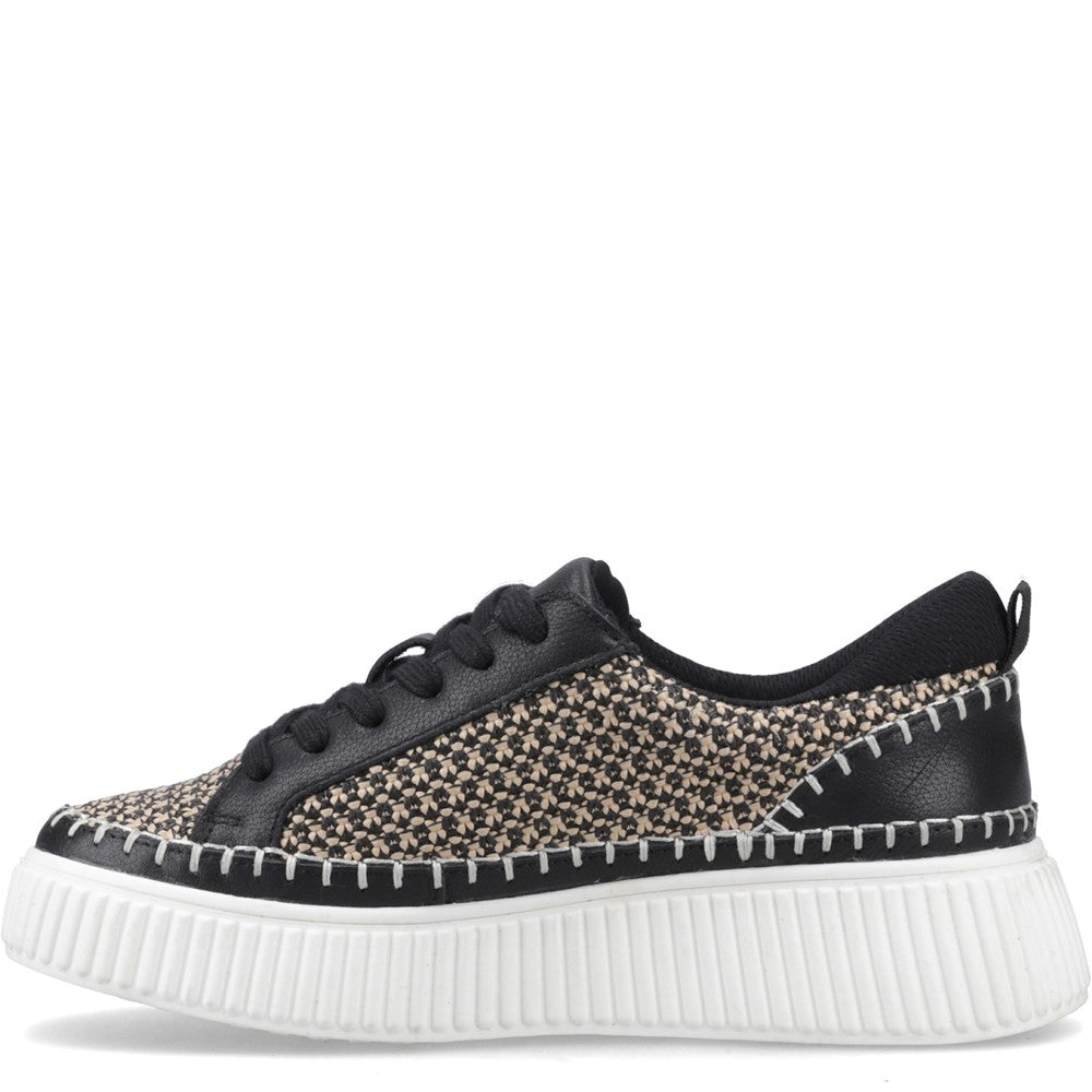 Lace Ladies Shoes Black Hush Puppies Haisley Woven Trainer