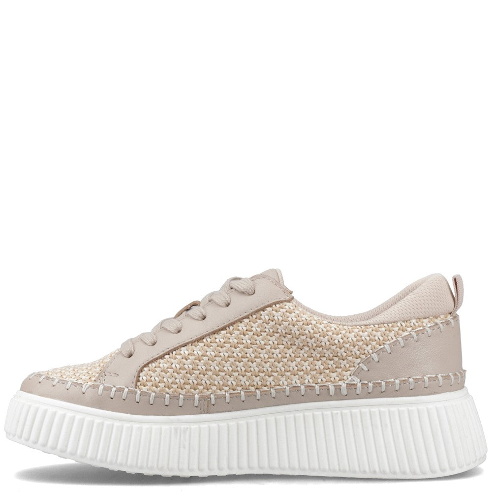 Lace Ladies Shoes Taupe Hush Puppies Haisley Woven Trainer