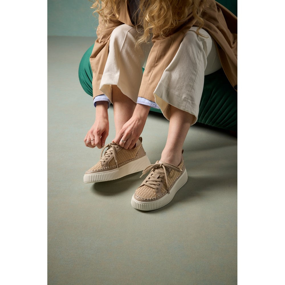 Lace Ladies Shoes Taupe Hush Puppies Haisley Woven Trainer