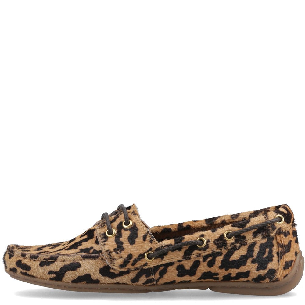Slip On Ladies Shoes Leopard Hush Puppies Tula Boat Shoe