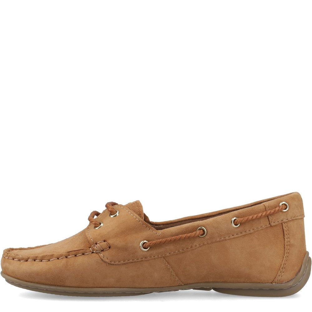 Slip On Ladies Shoes Tan Hush Puppies Tula Boat Shoe
