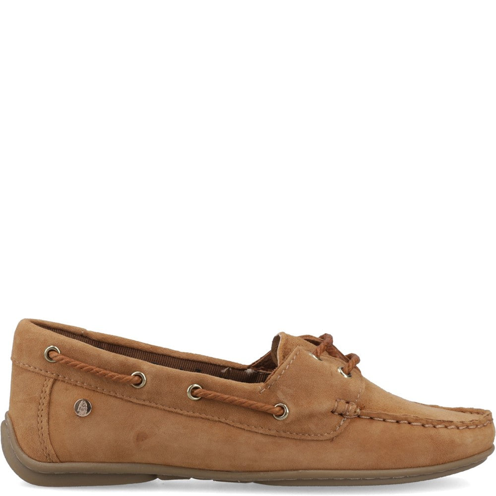 Slip On Ladies Shoes Tan Hush Puppies Tula Boat Shoe