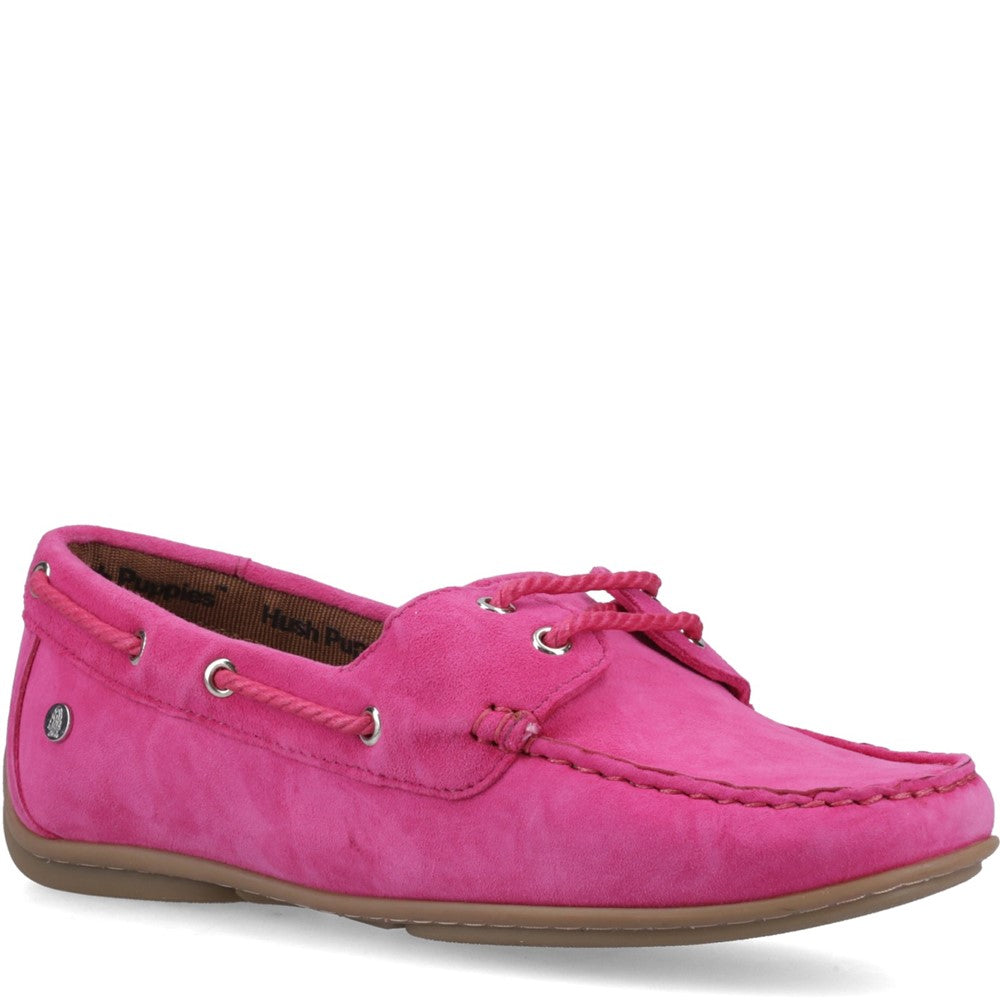Slip On Ladies Shoes Fuchsia Hush Puppies Tula Boat Shoe