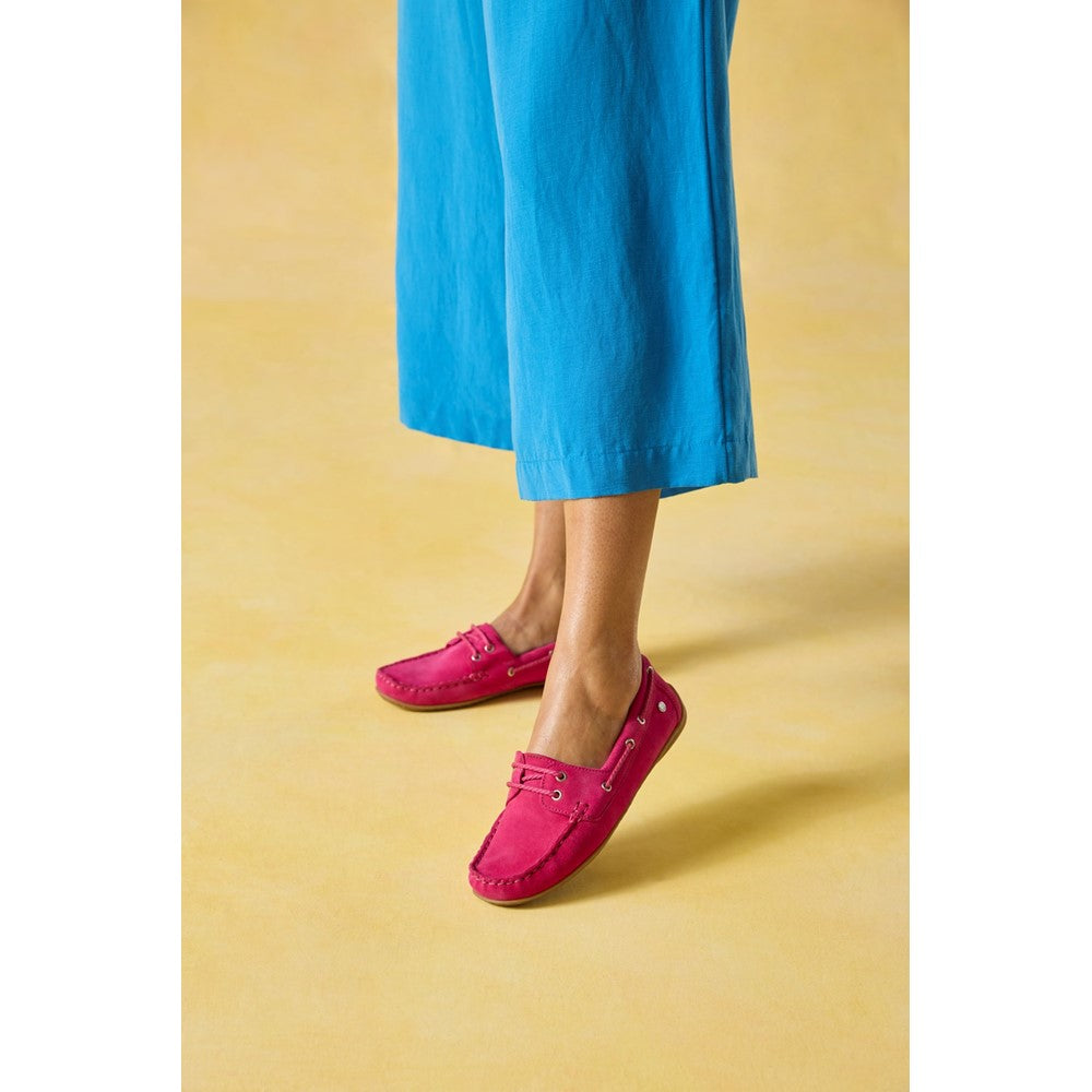 Slip On Ladies Shoes Fuchsia Hush Puppies Tula Boat Shoe