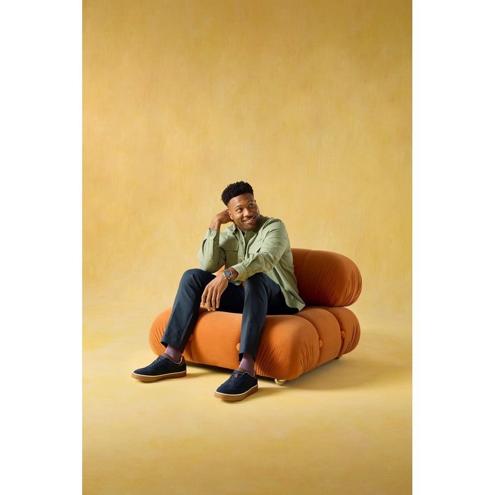 Mens Sports Navy Hush Puppies Carlos Suede Trainer