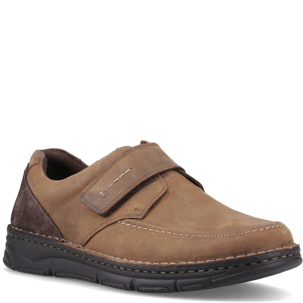 Mens Classic Touch Fastening Shoes Tan Hush Puppies Forde Touch Fastening