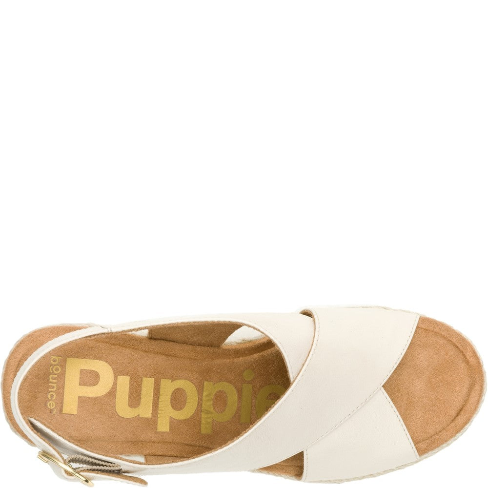 Ladies Heeled Sandals Cream Hush Puppies Willow Rattan Sandal