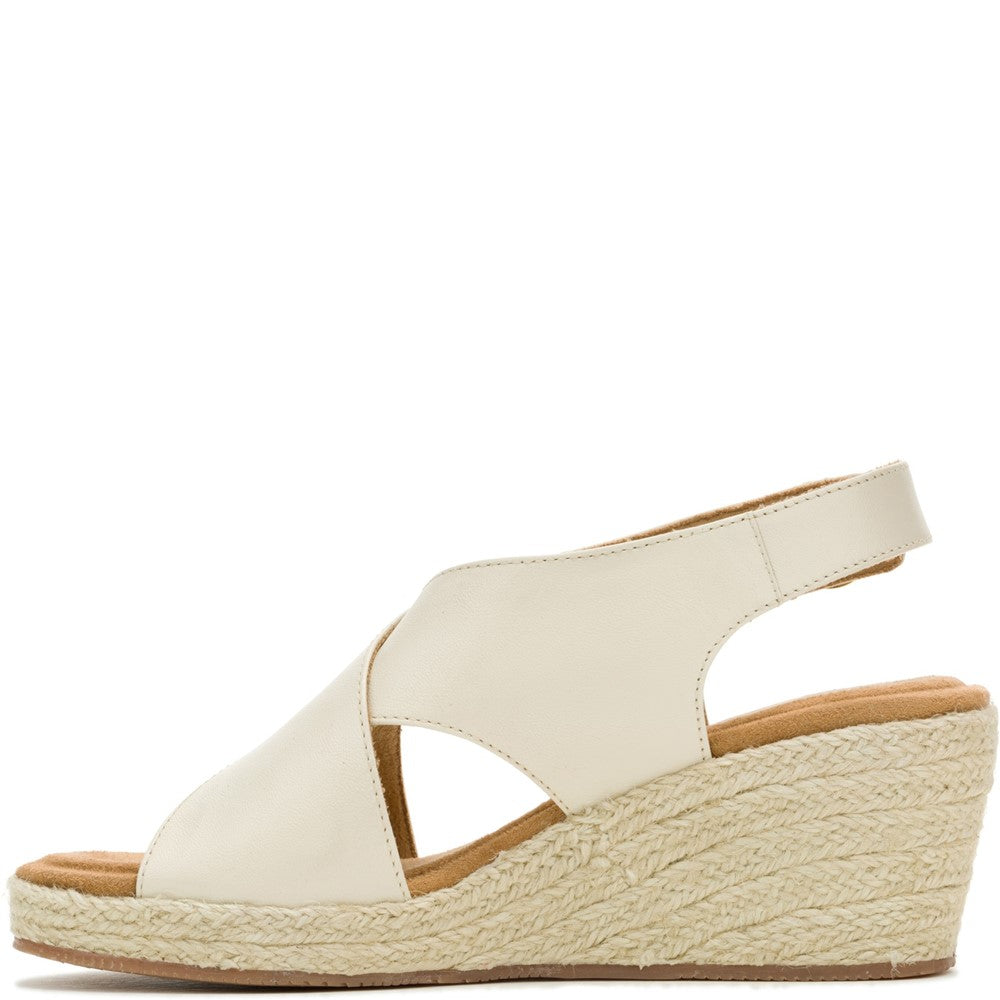 Ladies Heeled Sandals Cream Hush Puppies Willow Rattan Sandal