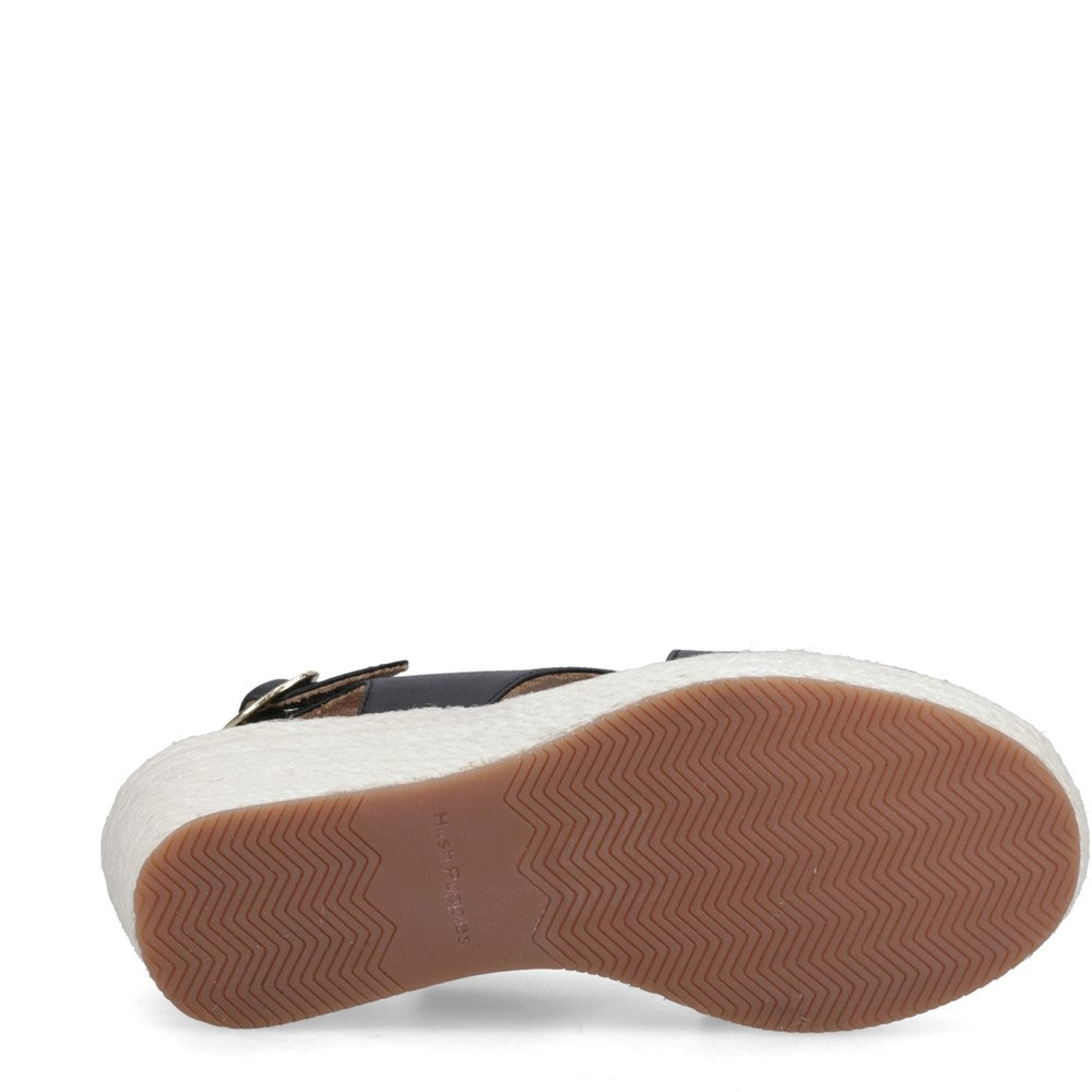 Ladies Heeled Sandals Black Hush Puppies Willow Rattan Sandal