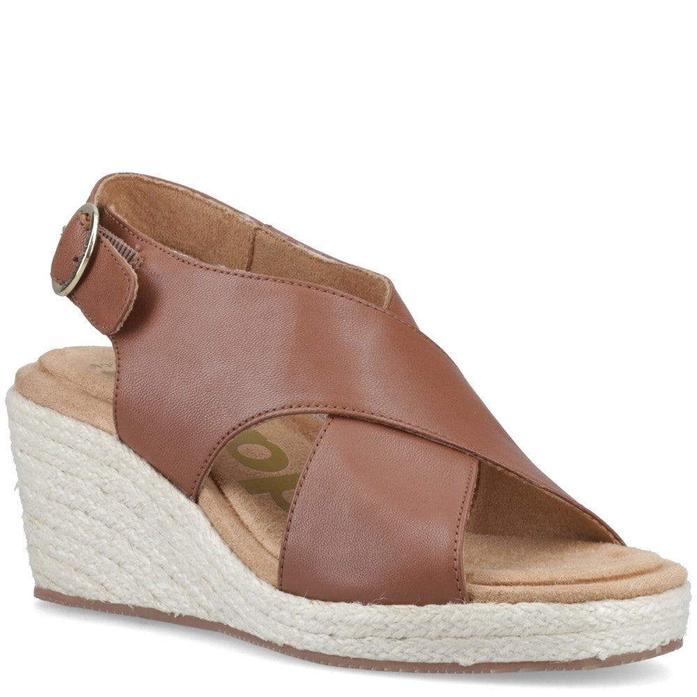 Ladies Heeled Sandals Tan Hush Puppies Willow Rattan Sandal