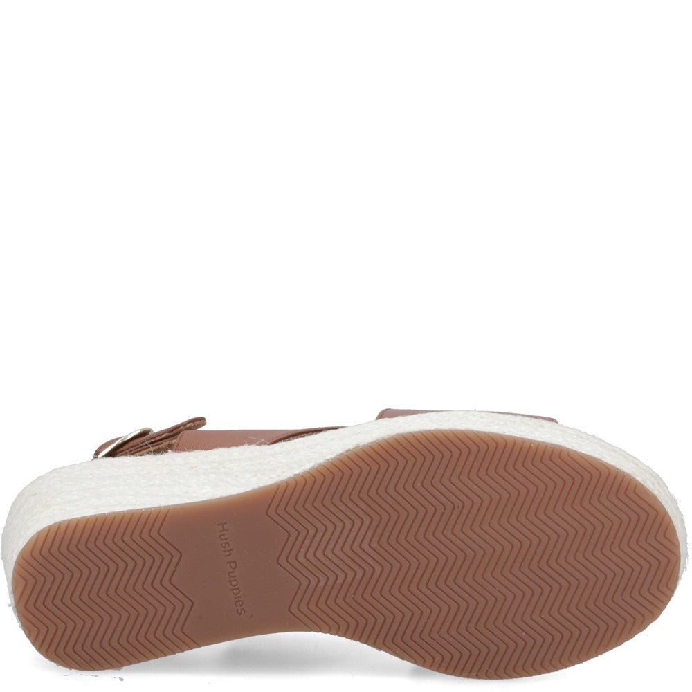 Ladies Heeled Sandals Tan Hush Puppies Willow Rattan Sandal