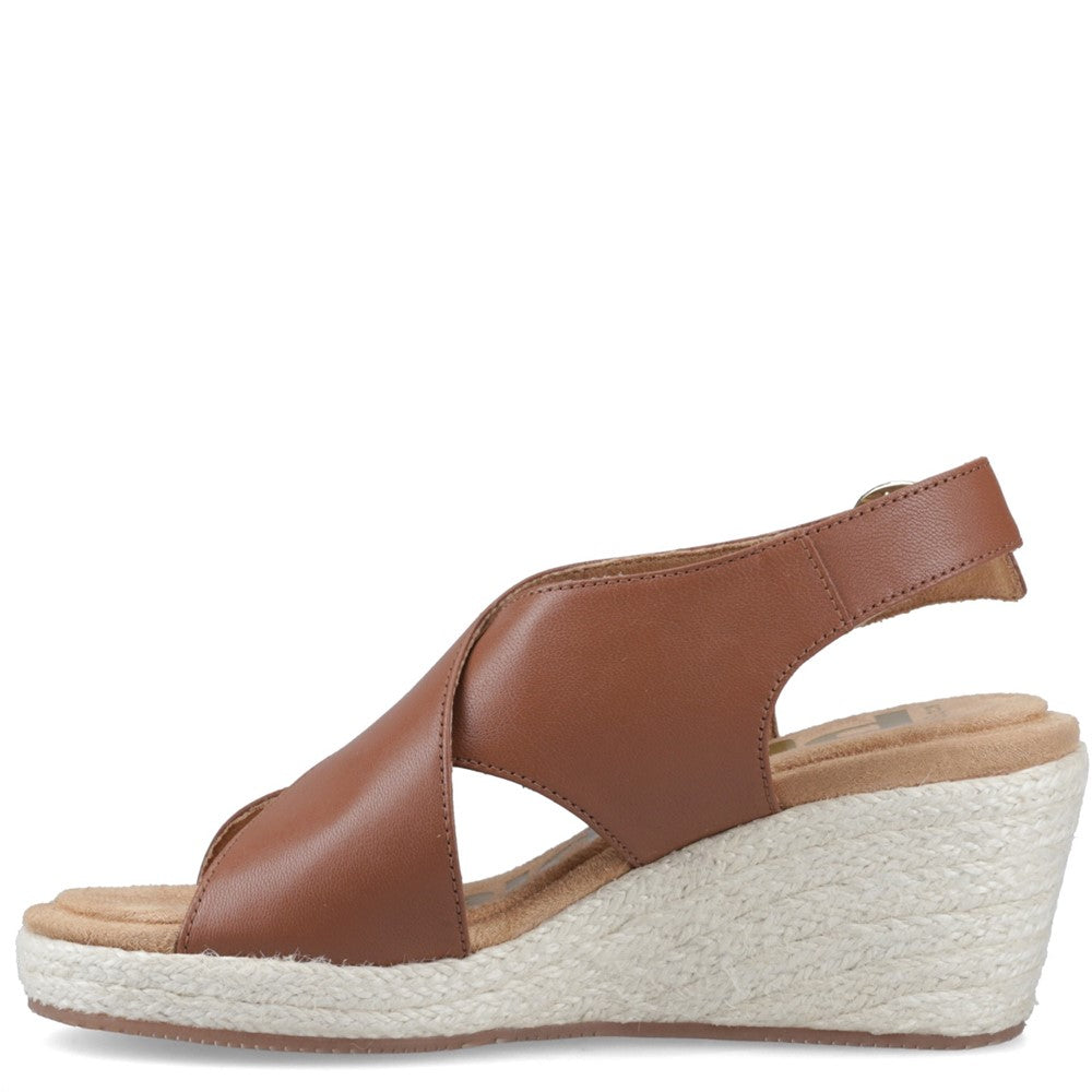 Ladies Heeled Sandals Tan Hush Puppies Willow Rattan Sandal