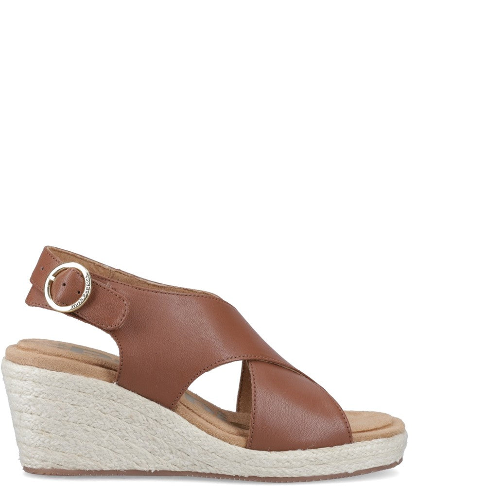 Ladies Heeled Sandals Tan Hush Puppies Willow Rattan Sandal