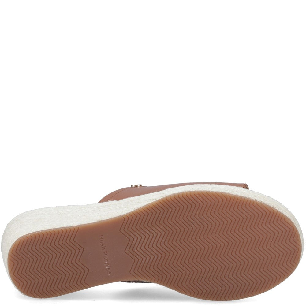 Ladies Heeled Sandals Tan Hush Puppies Willow Rattan Slide