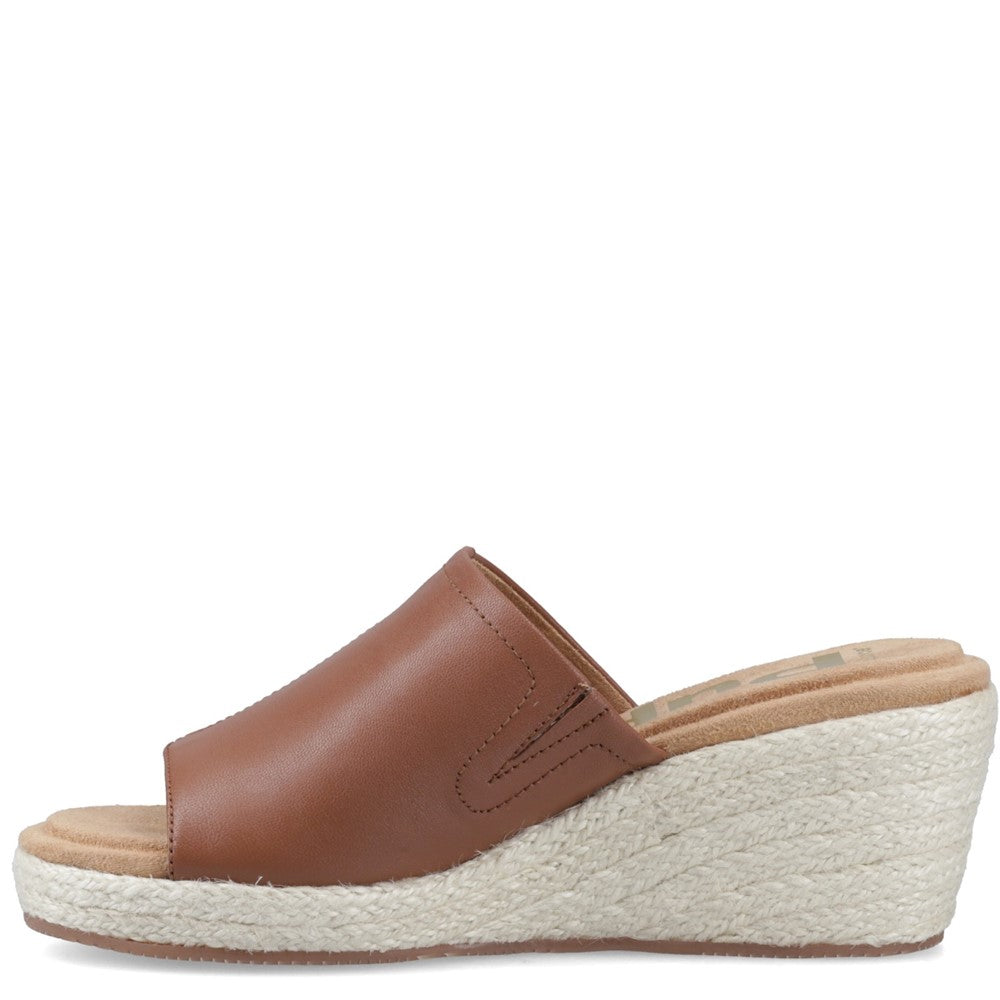 Ladies Heeled Sandals Tan Hush Puppies Willow Rattan Slide