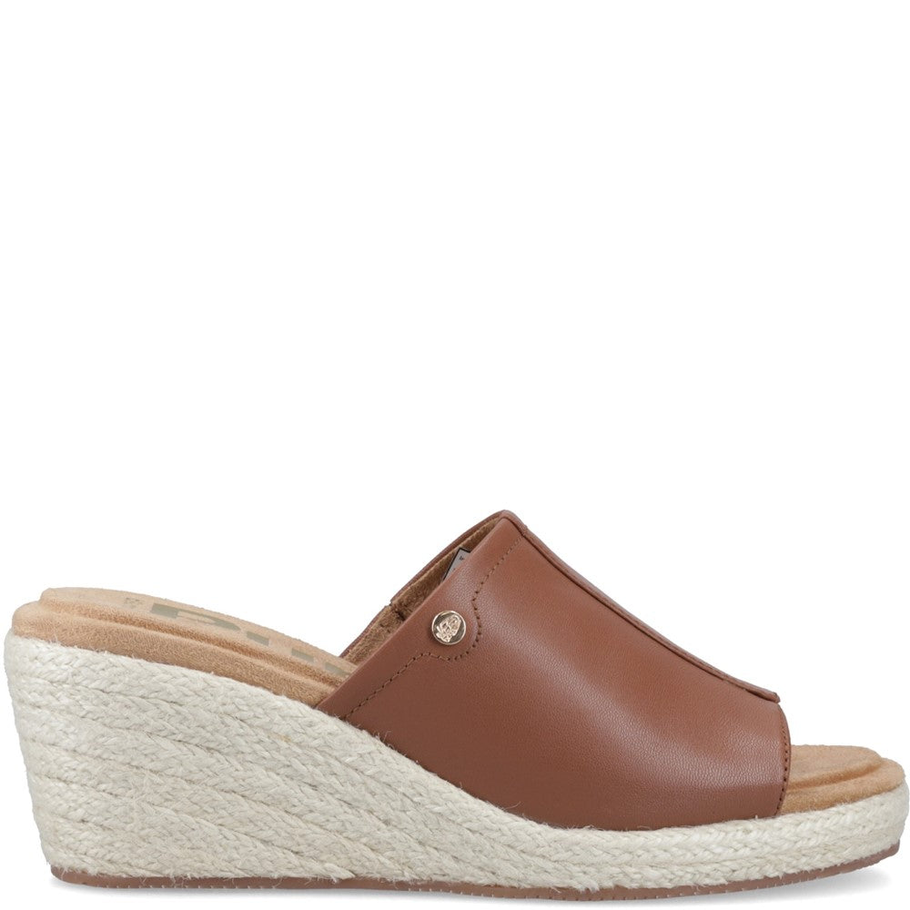 Ladies Heeled Sandals Tan Hush Puppies Willow Rattan Slide