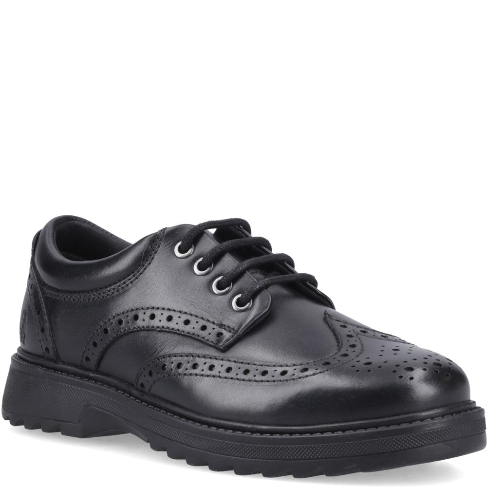 Boys BTS FLFR Black  Hush Puppies ROMEO BROGUE SNR