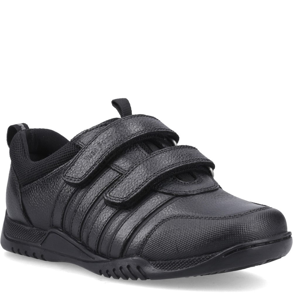Boys BTS FLFR Black  Hush Puppies JOSH TOUCH FASTEN 2 JNR
