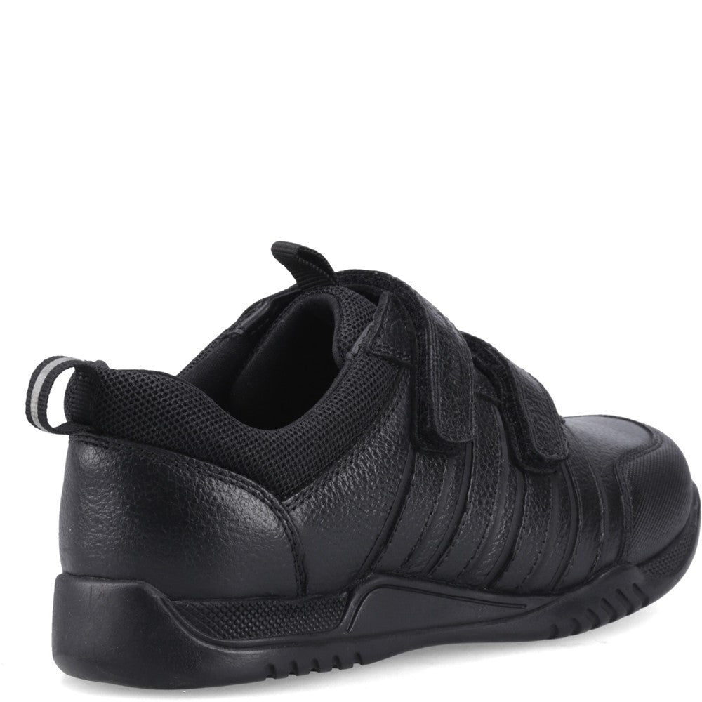 Boys BTS FLFR Black  Hush Puppies JOSH TOUCH FASTEN 2 JNR